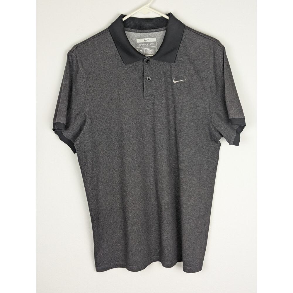 Nike Sports Tee Sz M  Black/Greys fit dry mens polo Chest42"Length27"collared SS